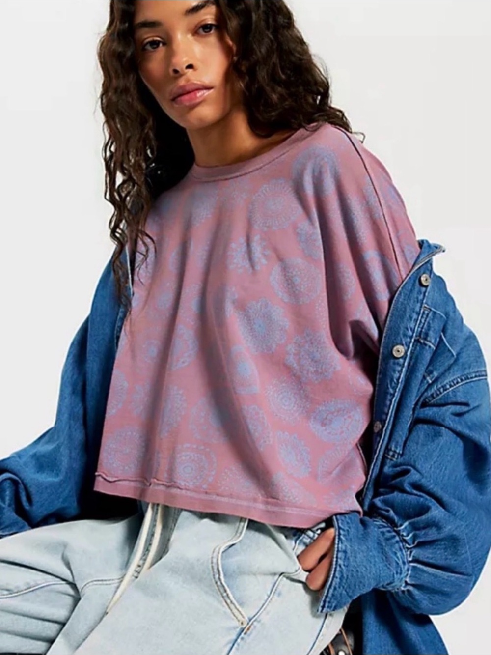 NWT We The Free One Of A Kind Tee in Lavender Mist Combo Size Medium